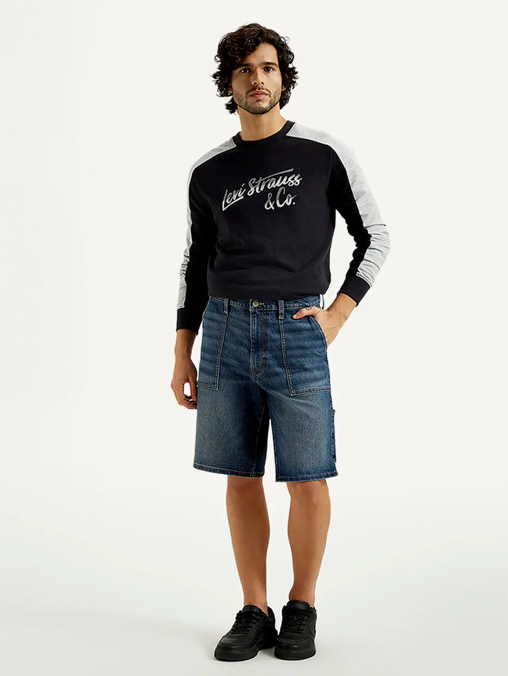 Men's Blue Solid Loose Fit Shorts 1