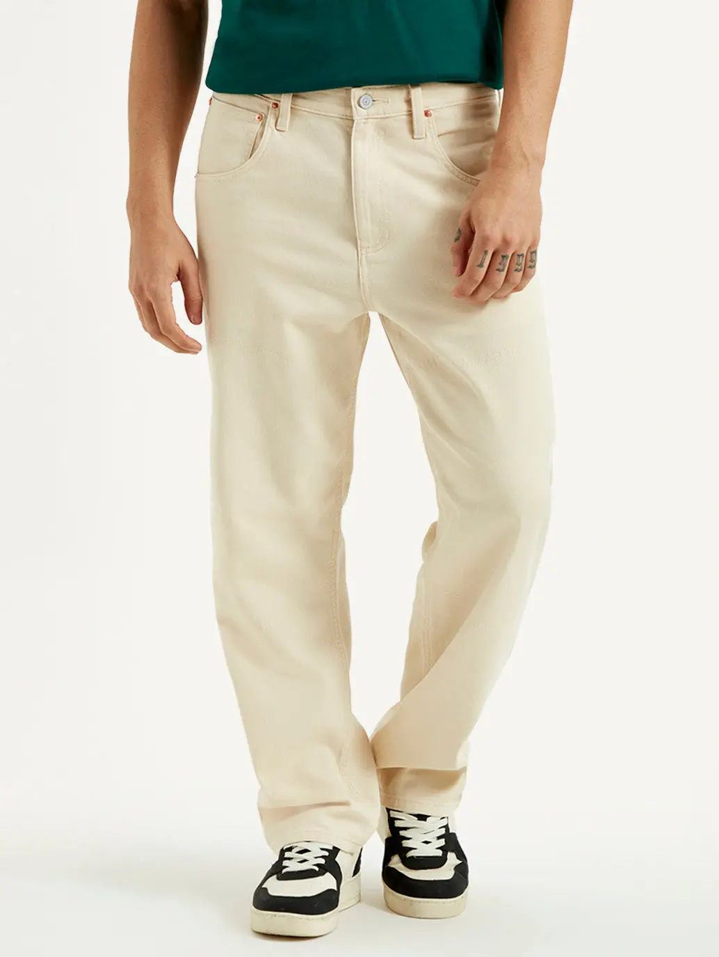 Men's 568 Beige Loose Fit Mid Rise Jeans 2
