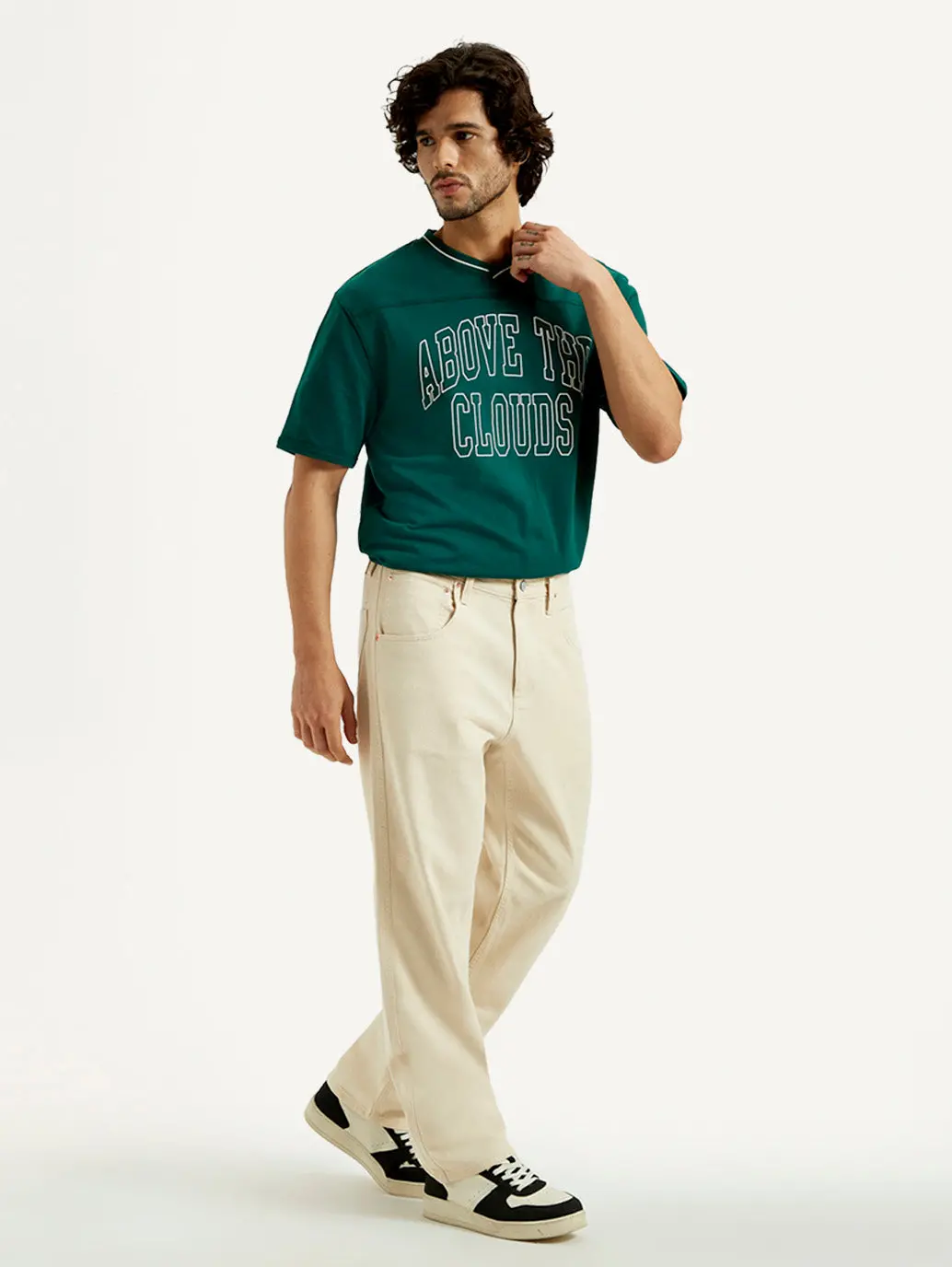 Men's 568 Beige Loose Fit Mid Rise Jeans 6