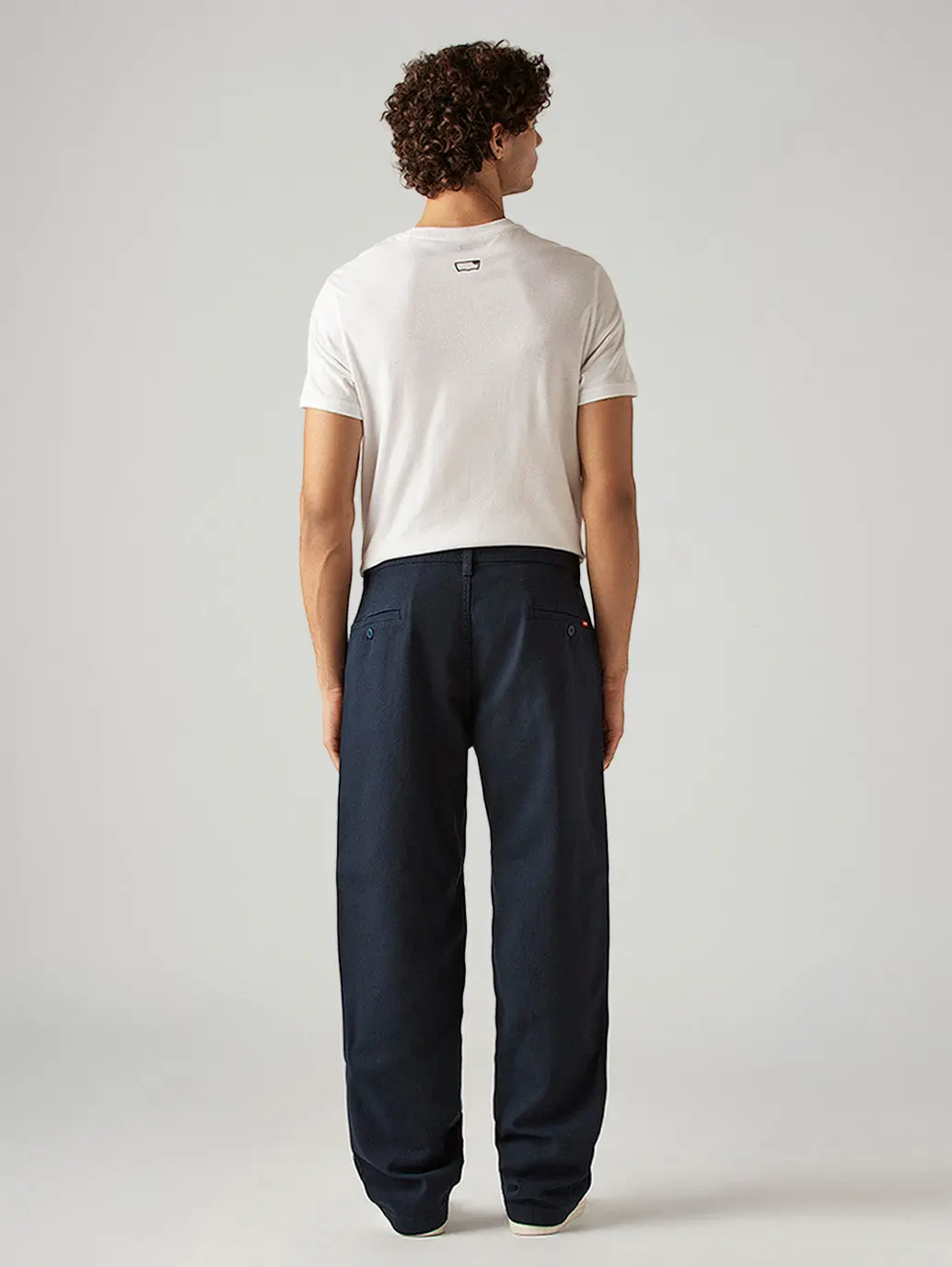 Men's Navy Loose Fit Mid Rise Chinos 2
