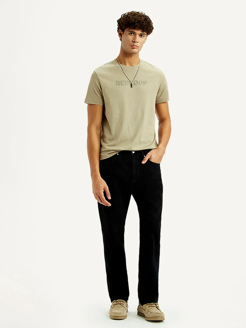 Men's Redloop 505 Black Straight Fit Mid Rise Jeans 1