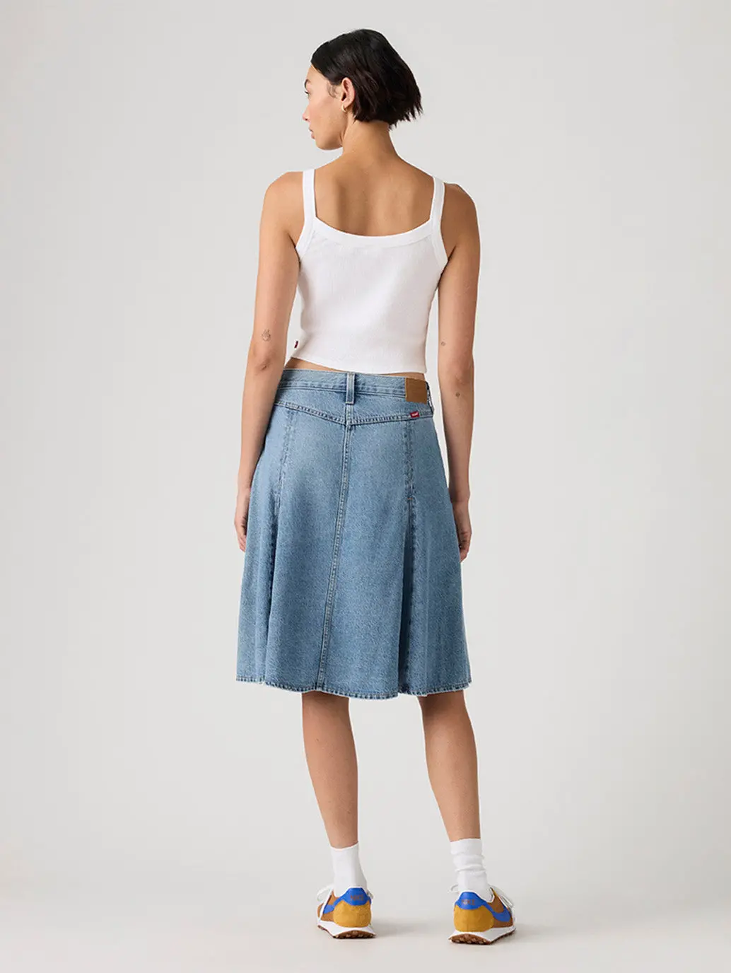 Women's Med Indigo Regular Fit Mid Rise Skirt 3