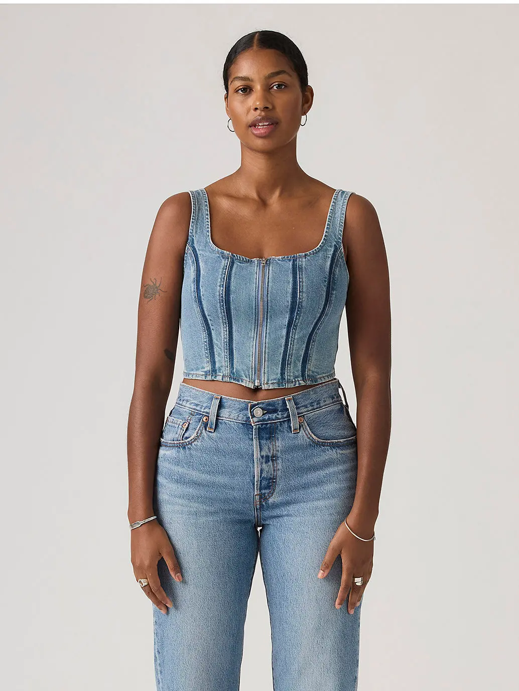 Women's Seamed Zip Bustier Top 1
