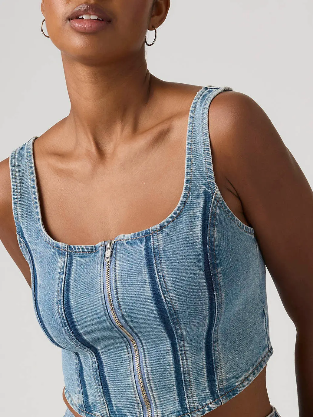 Women's Seamed Zip Bustier Top 3