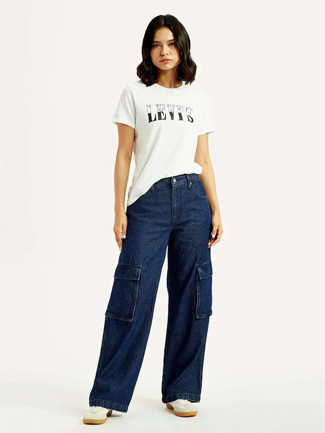Women's 94 Dark Blue Baggy Fit Mid Rise Jeans 1