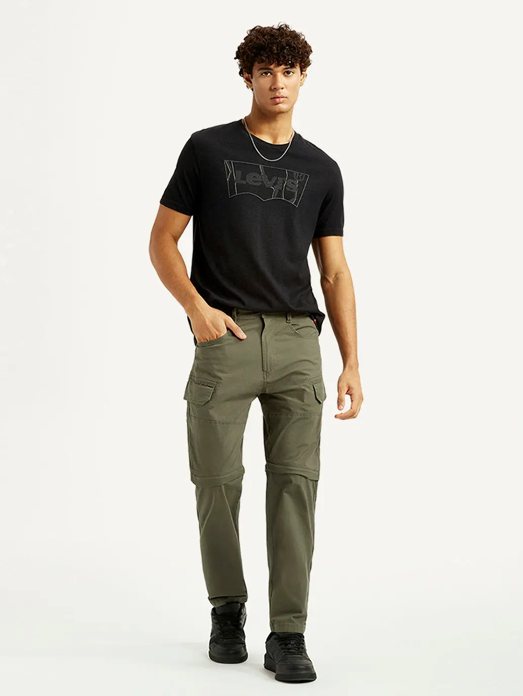 Men's Olive Slim Fit Cargos 1