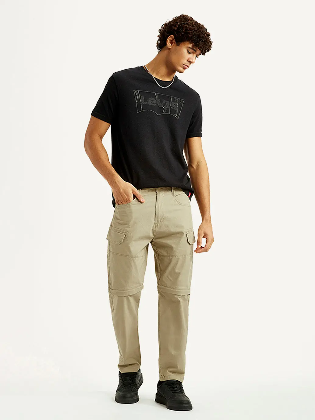 Men's Beige Slim Fit Cargos 1