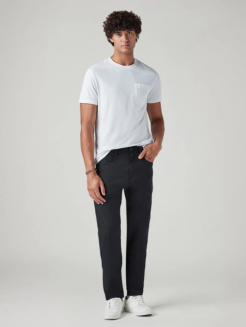 Men's Black Slim Fit Low Boll Zip Off Cargo Trousers 1