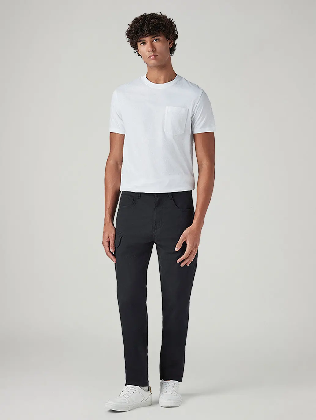 Men's Black Slim Fit Low Boll Zip Off Cargo Trousers 2