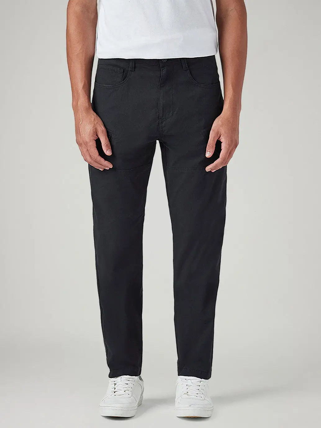 Men's Black Slim Fit Low Boll Zip Off Cargo Trousers 3