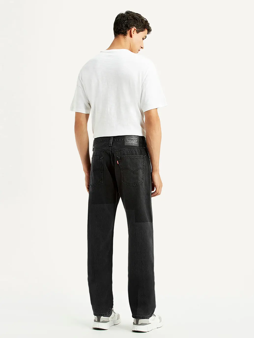Men's 555 Black Patchwork Relaxed Straight Fit Mid Rise Jeans 5