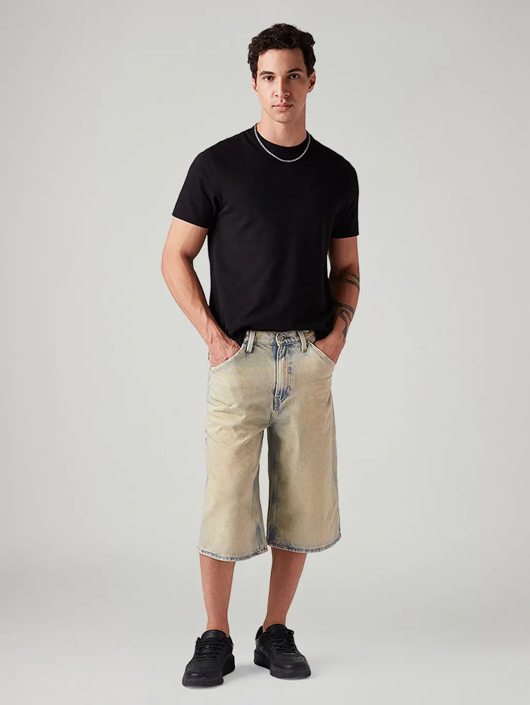 Men's 568 Light Blue Loose Fit Mid Rise Shorts 1