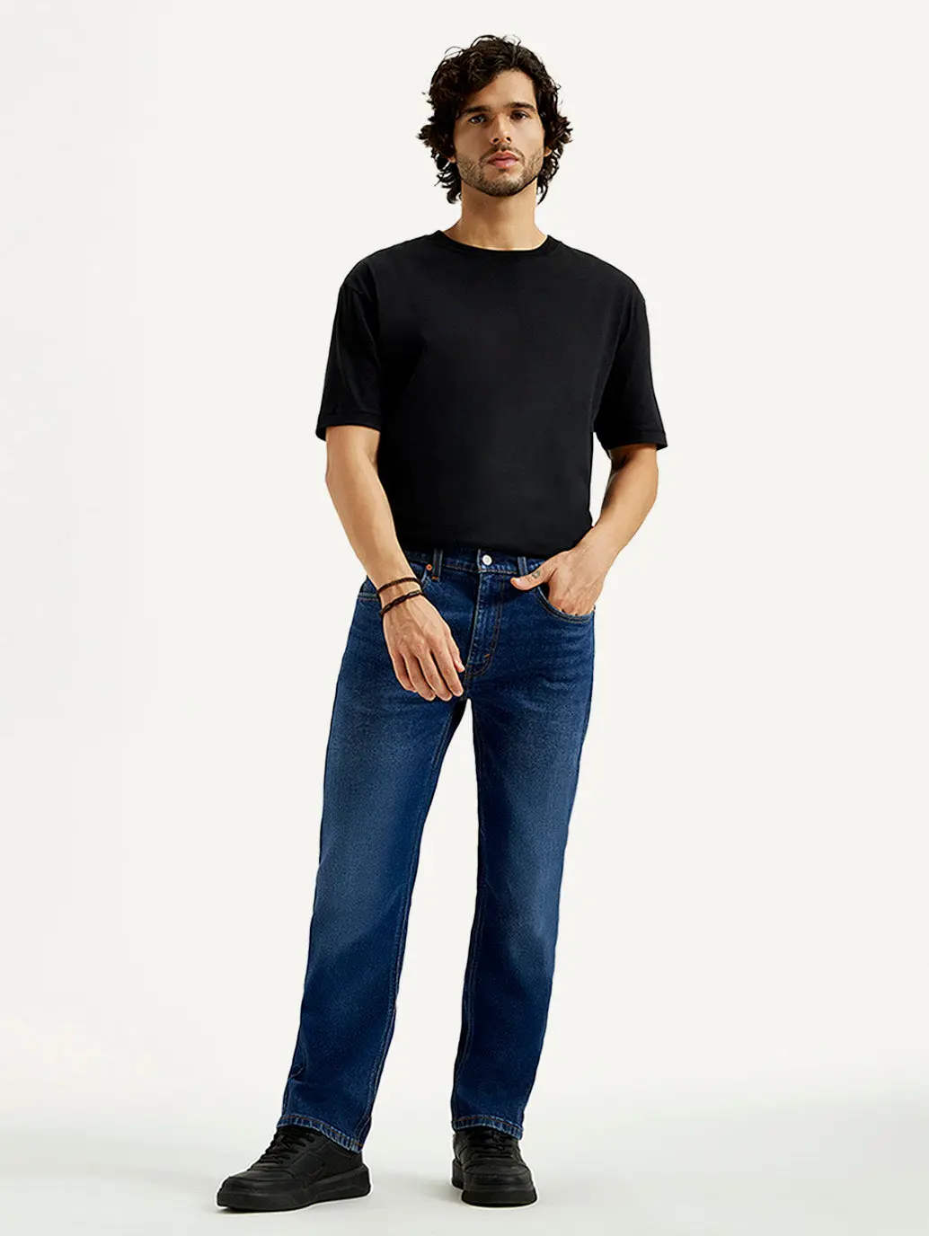 Men's 505 Dark Indigo Straight Fit Mid Rise Jeans 1