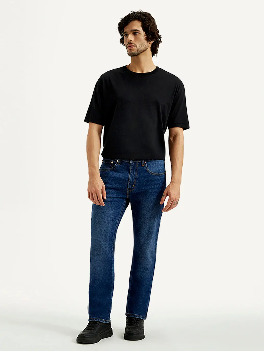 Men's 505 Dark Indigo Straight Fit Mid Rise Jeans 7