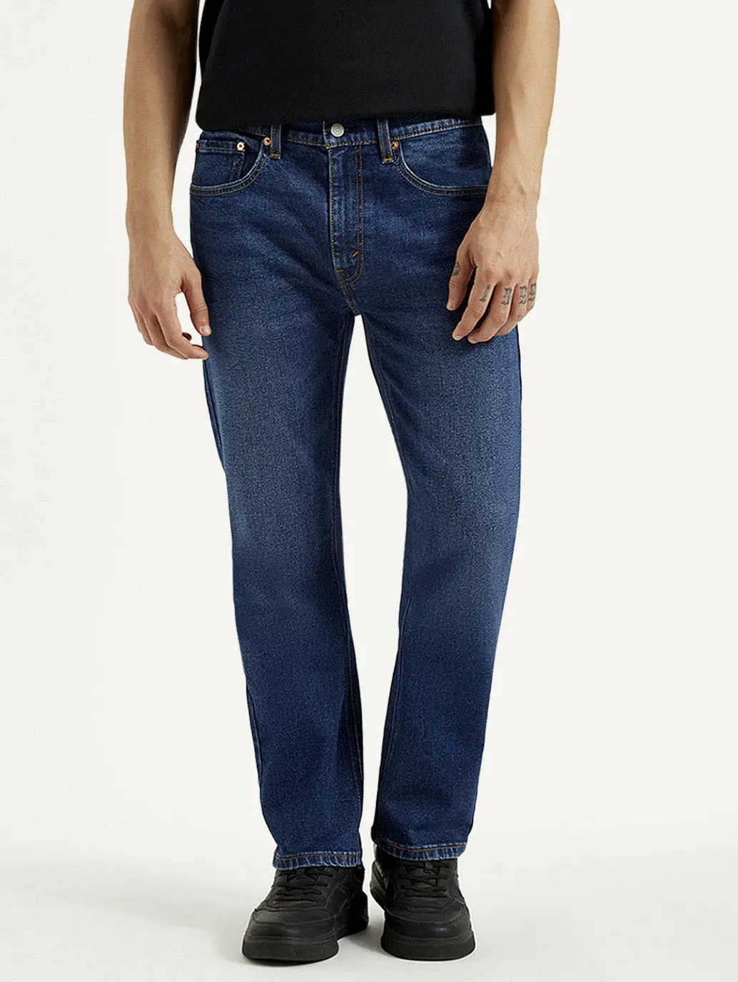 Men's 505 Dark Indigo Straight Fit Mid Rise Jeans 2