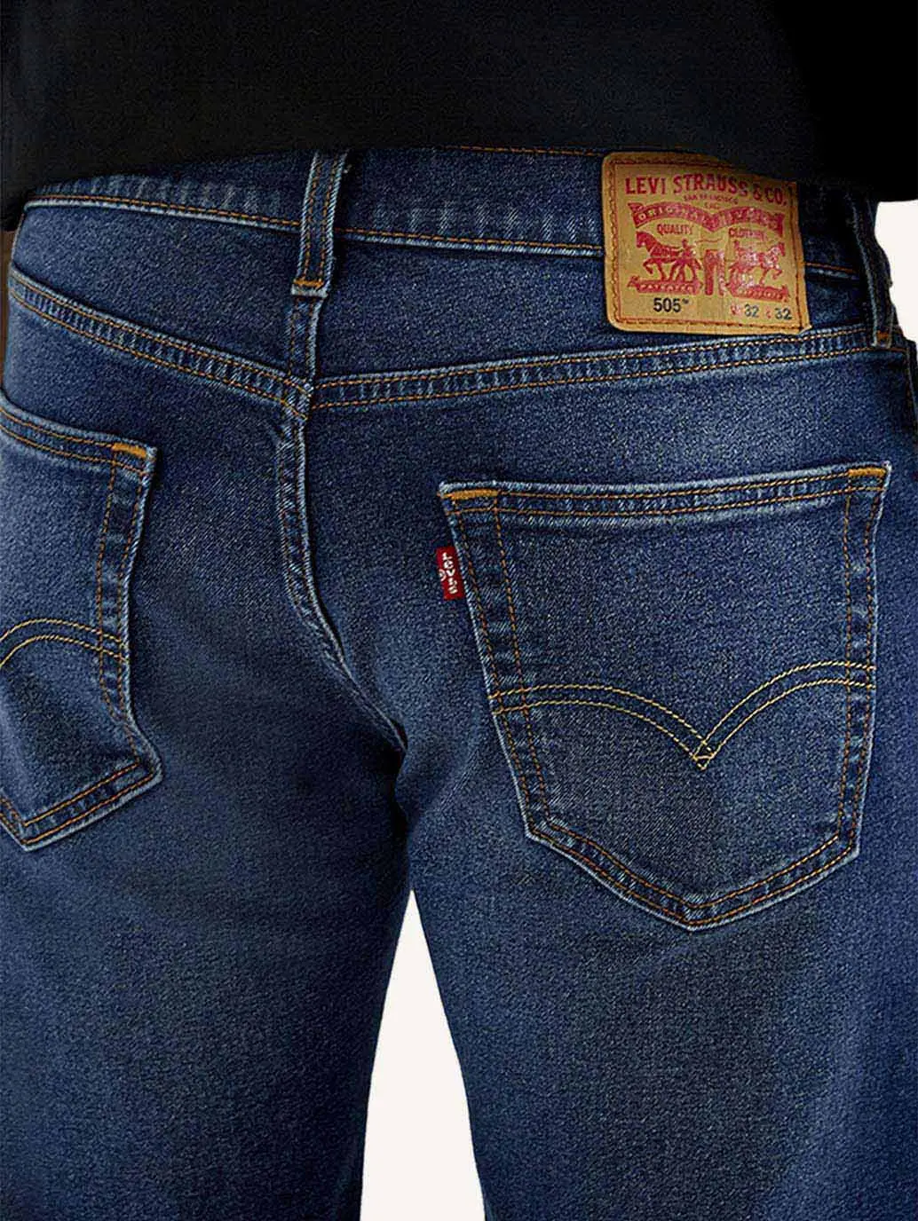 Men's 505 Dark Indigo Straight Fit Mid Rise Jeans 5