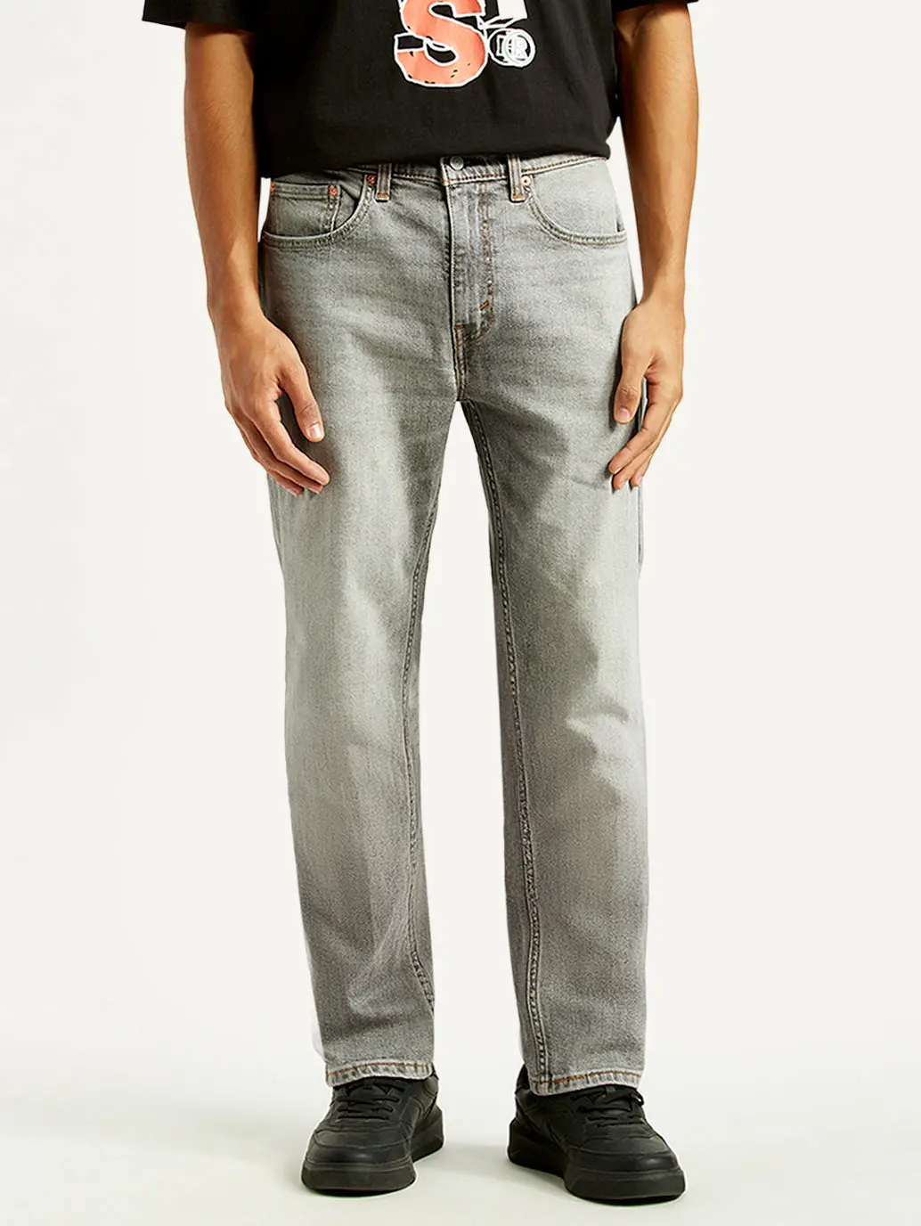 Men's 505 Light Grey Straight Fit Mid Rise Jeans 2