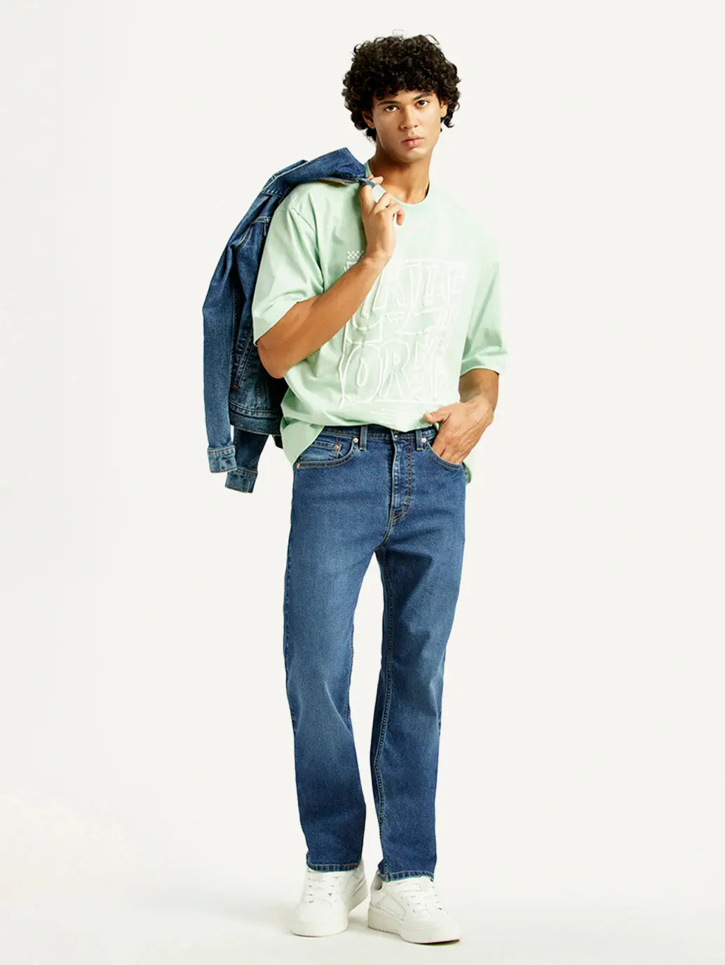 Men's 505 Med Indigo Straight Fit Mid Rise Jeans 1