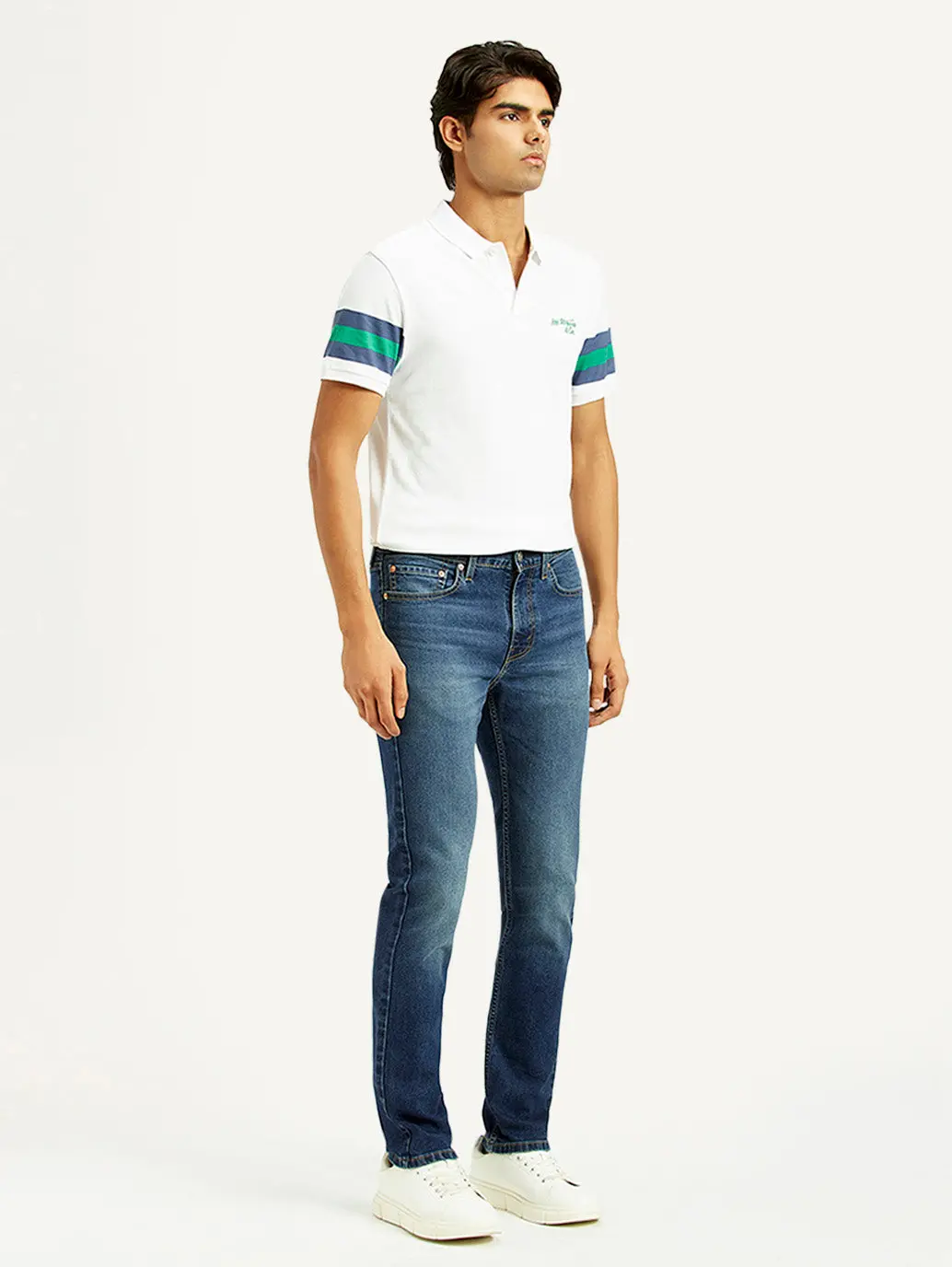 Men's 505 Dark Indigo Straight Fit Mid Rise Jeans 6