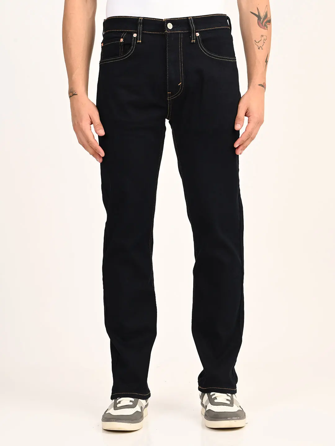 Men's 505 Dark Indigo Straight Fit Mid Rise Jeans 1