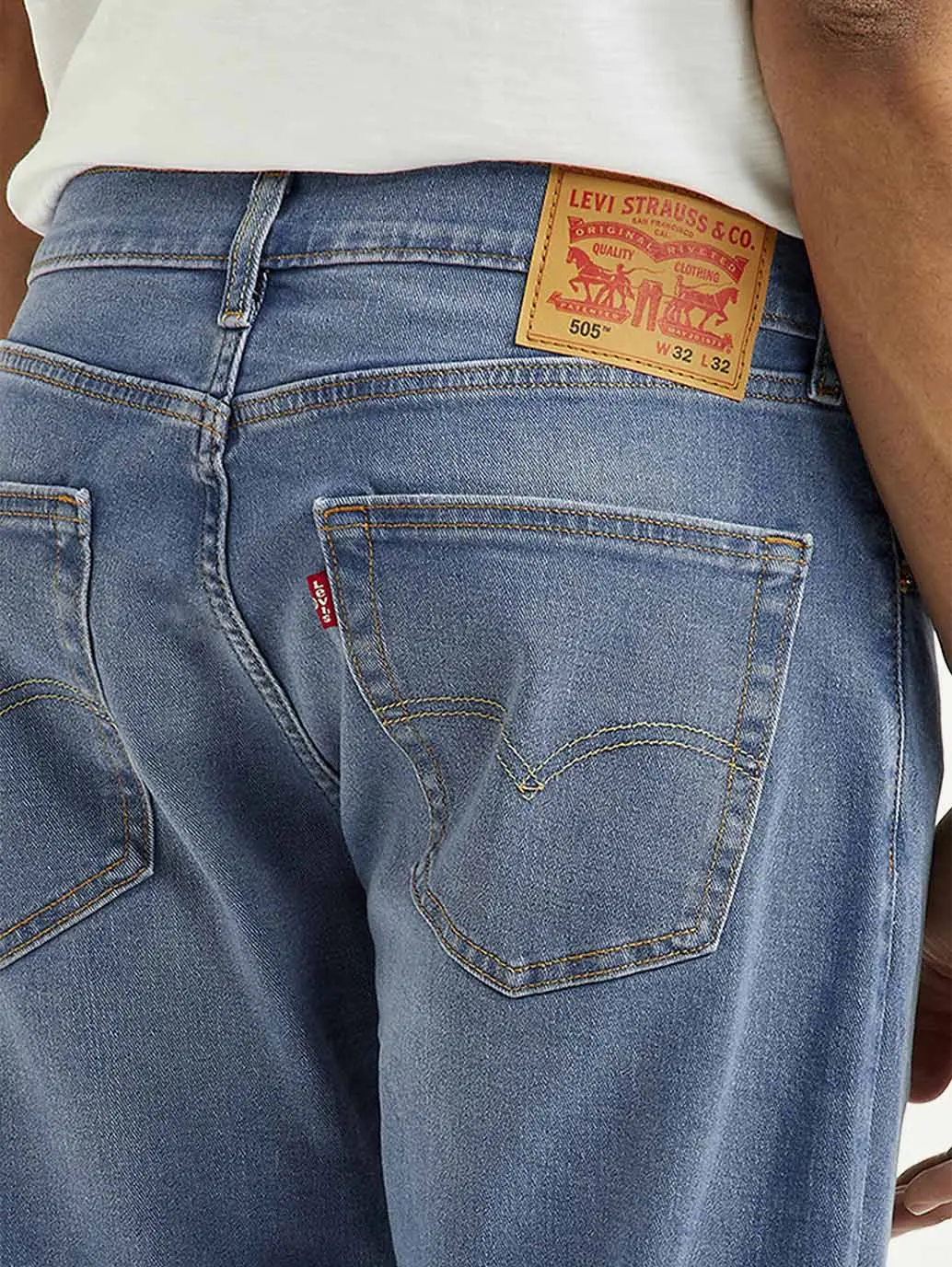 Men's 505 Med Indigo Straight Fit Mid Rise Jeans 6