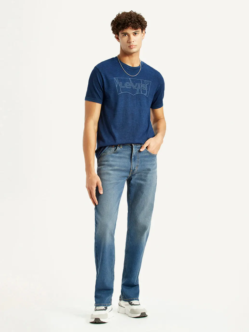 Men's 505 Med Indigo Straight Fit Mid Rise Jeans 1