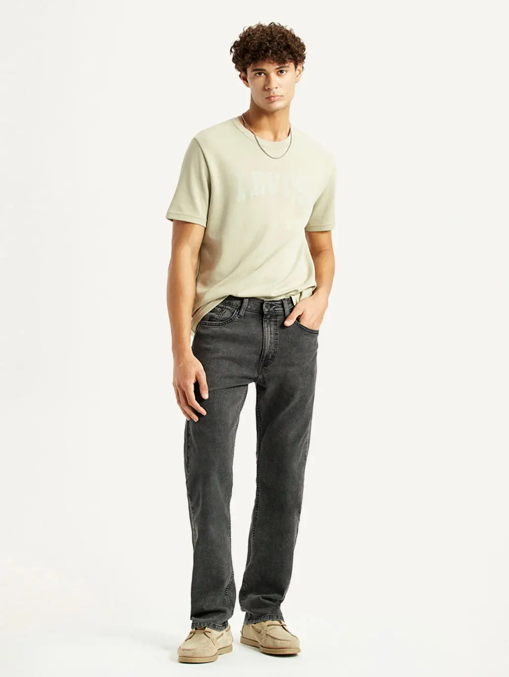 Men's 505 Grey Straight Fit Mid Rise Jeans 1