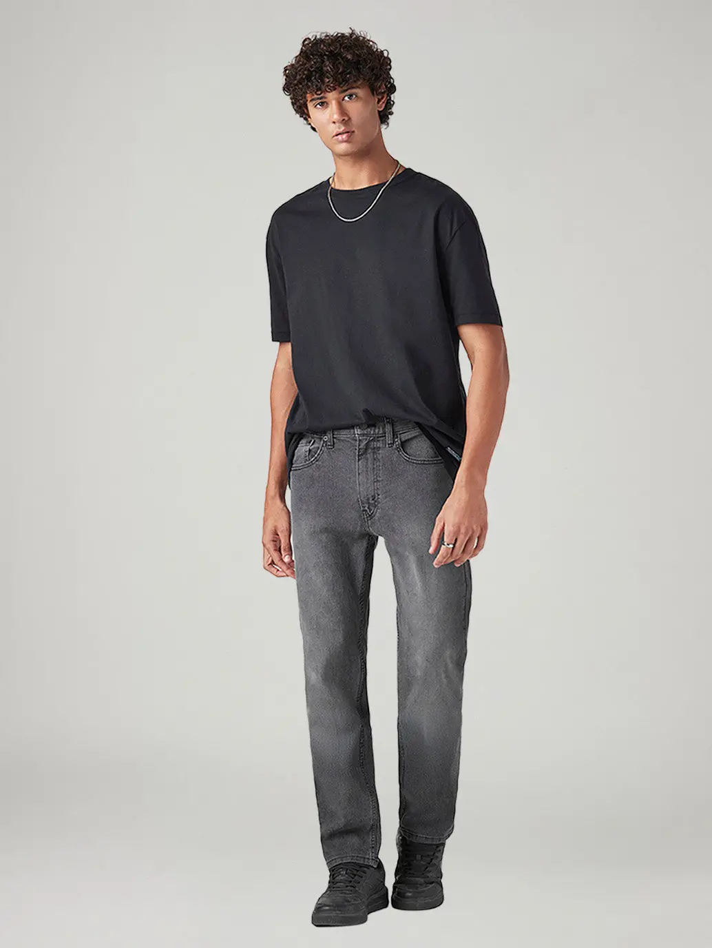 Men's 505 Grey Straight Fit Mid Rise Jeans 1