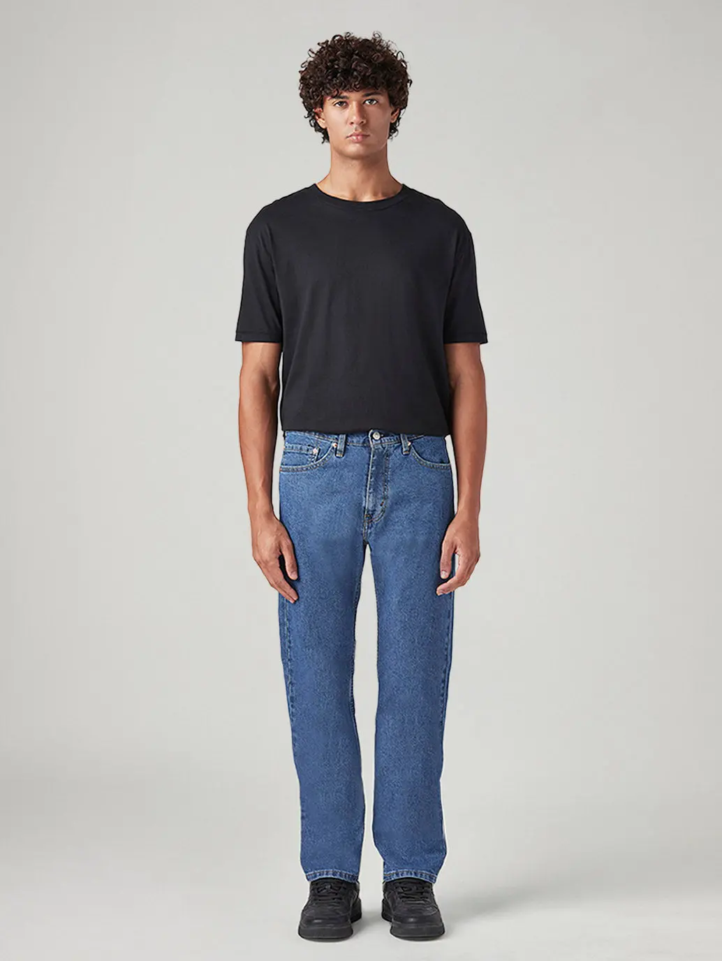 Men's 505 Blue Straight Fit Mid Rise Jeans 1
