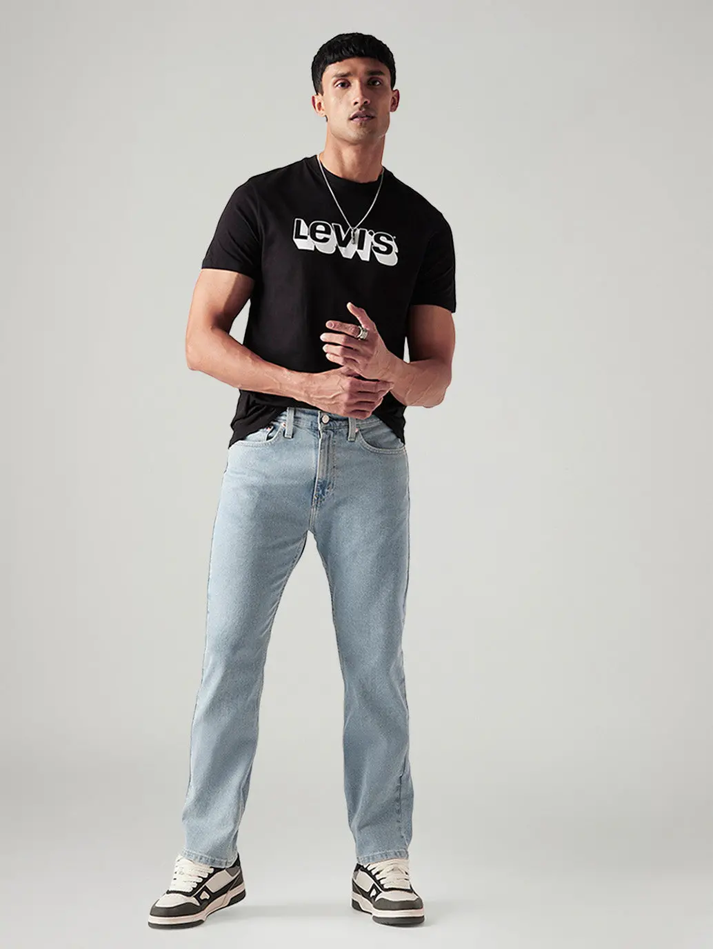 Men's 505 Light Indigo Straight Fit Mid Rise Jeans 1