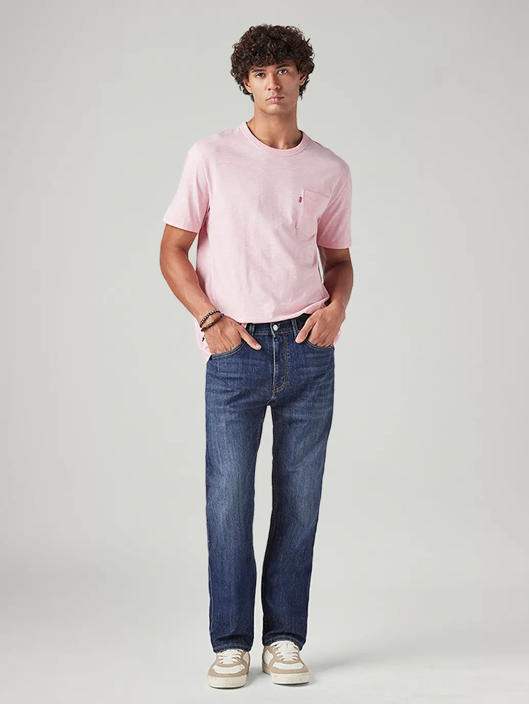 Men's 505 Blue Straight Fit Mid Rise Jeans 1