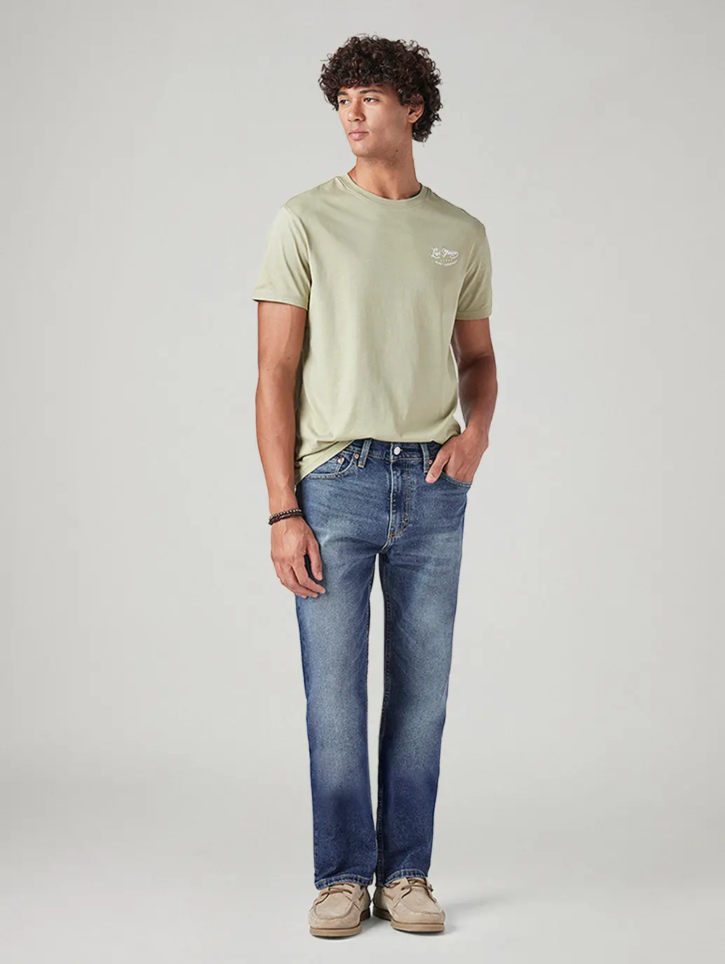 Men's 505 Blue Straight Fit Mid Rise Jeans 1