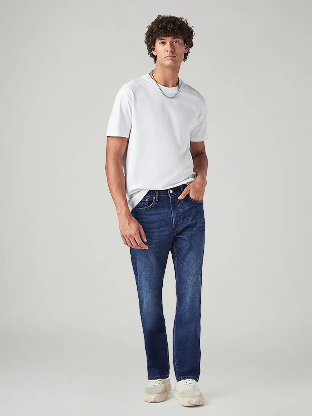 Men's 505 Blue Straight Fit Mid Rise Jeans 1
