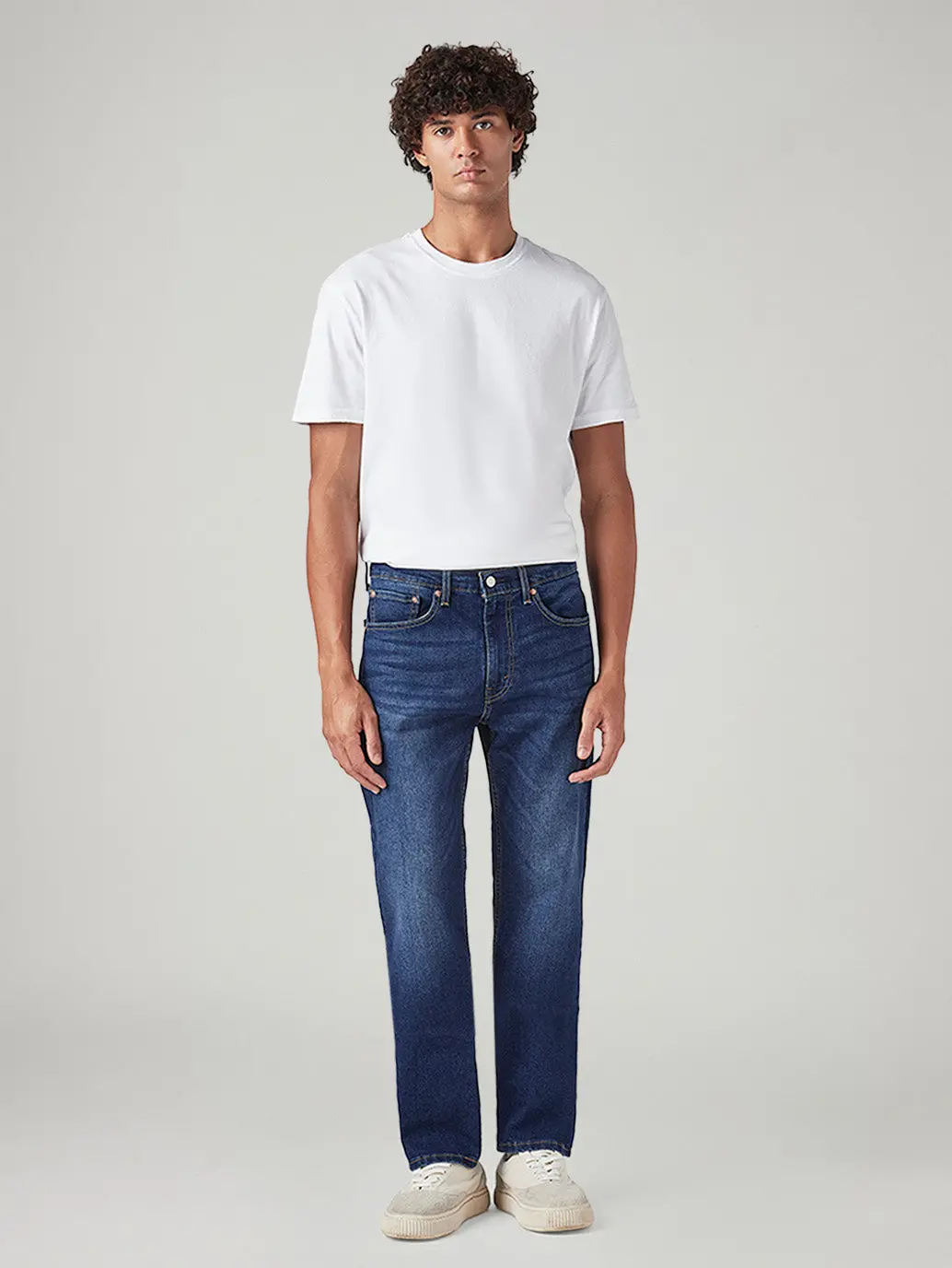 Men's 505 Blue Straight Fit Mid Rise Jeans 2