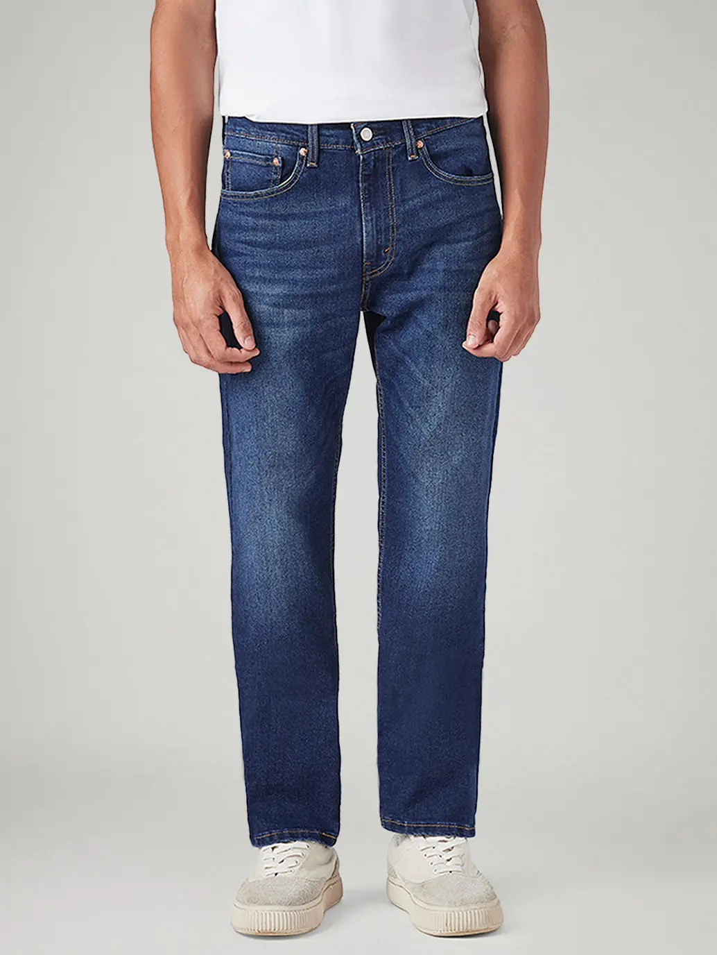 Men's 505 Blue Straight Fit Mid Rise Jeans 3