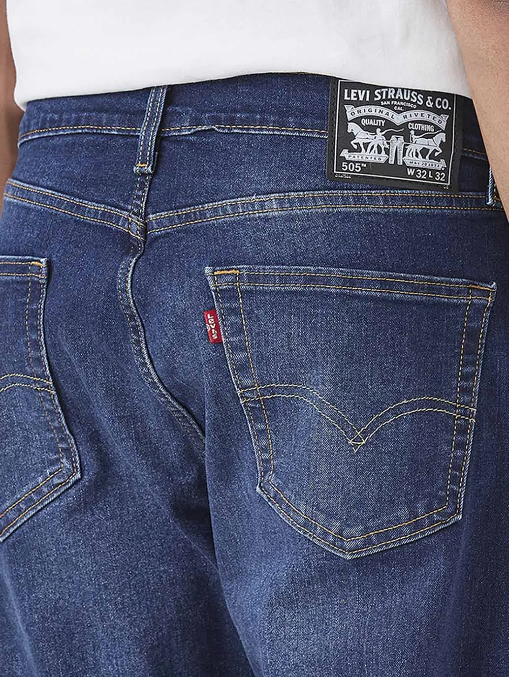 Men's 505 Blue Straight Fit Mid Rise Jeans 6