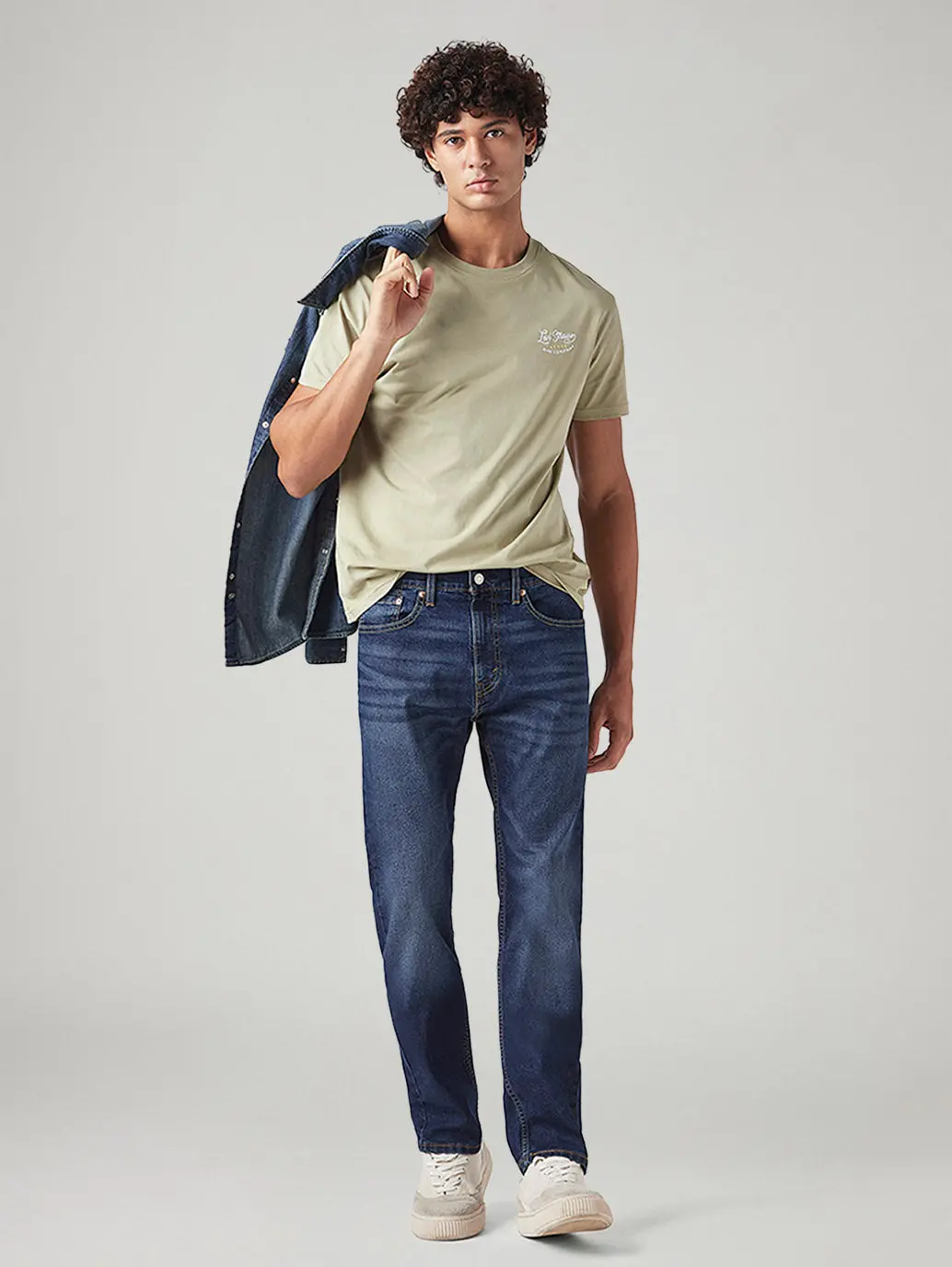 Men's 505 Med Indigo Straight Fit Mid Rise Tinted Jeans 1