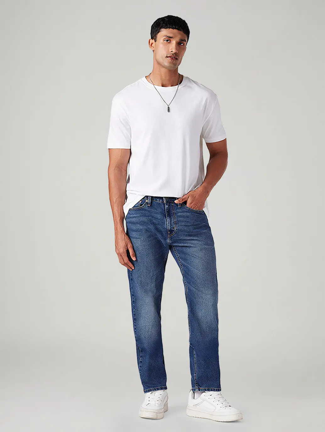 Men's 505 Dark Indigo Straight Fit Mid Rise Jeans 1