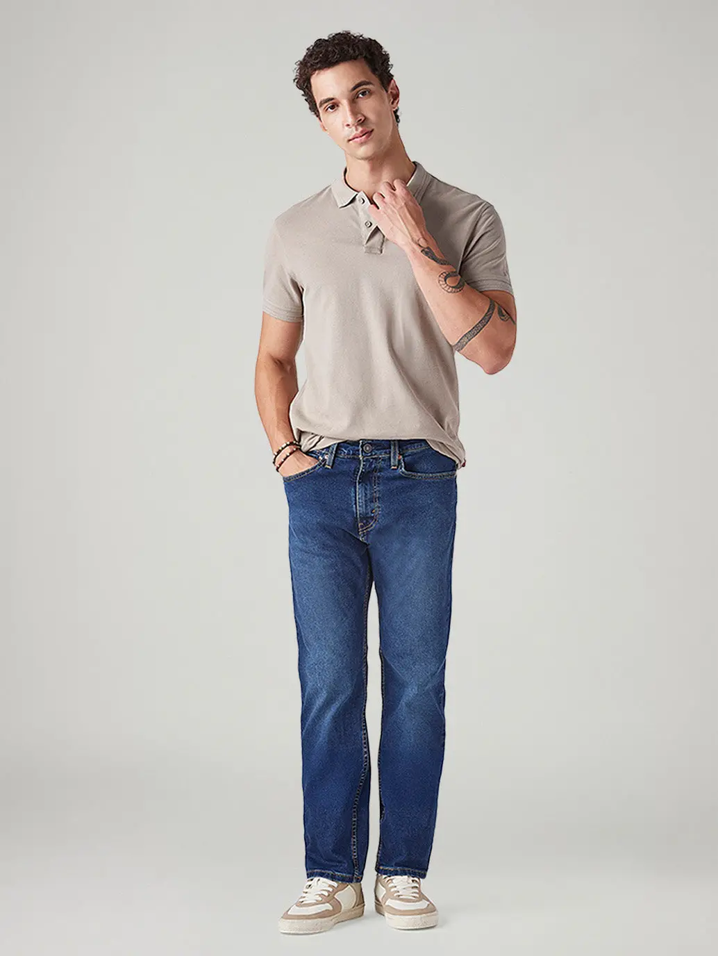 Men's 505 Dark Indigo Straight Fit Mid Rise Jeans 1