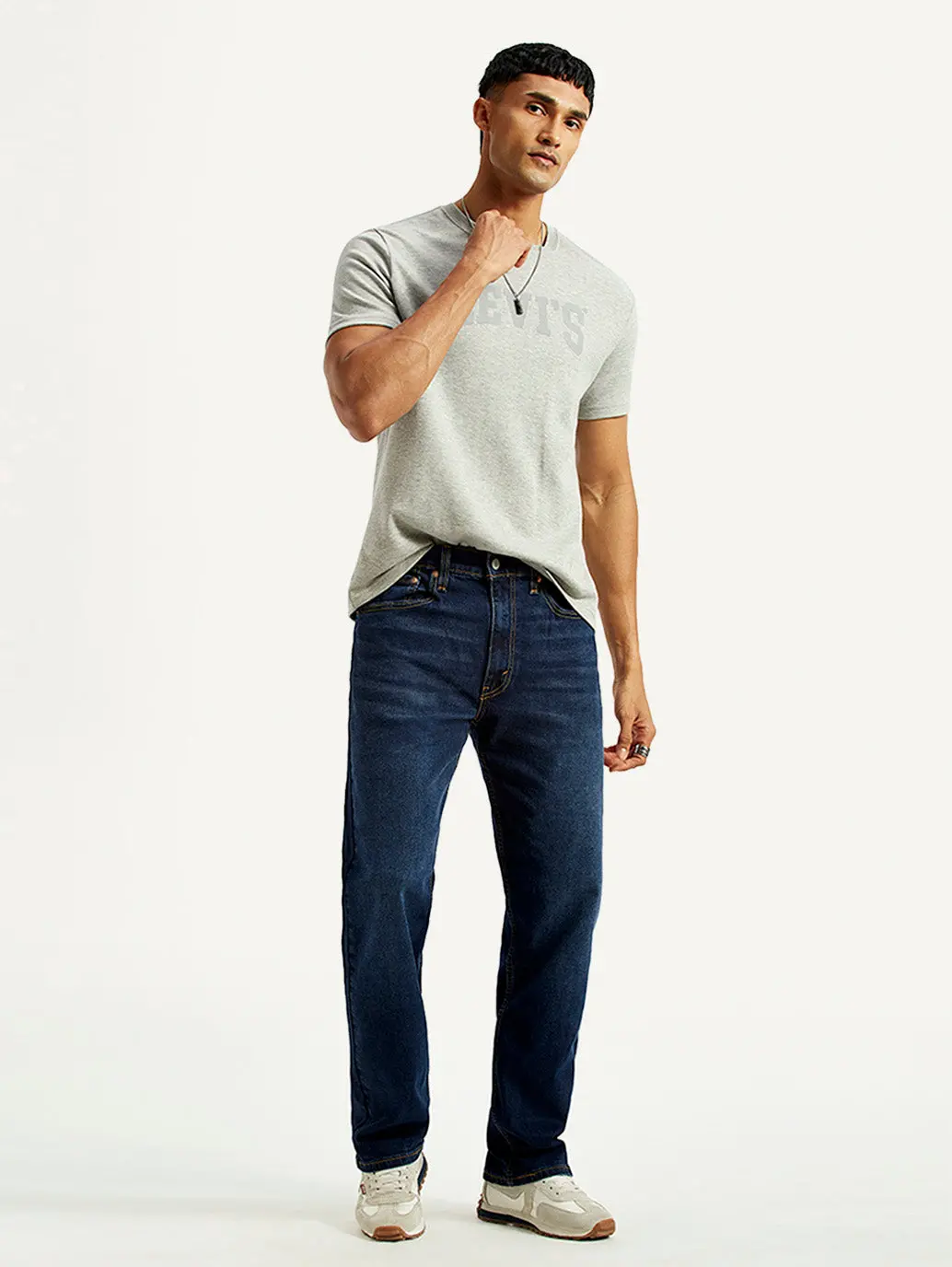 Men's 555 Dark Indigo Relaxed Straight Fit Mid Rise Jeans 1