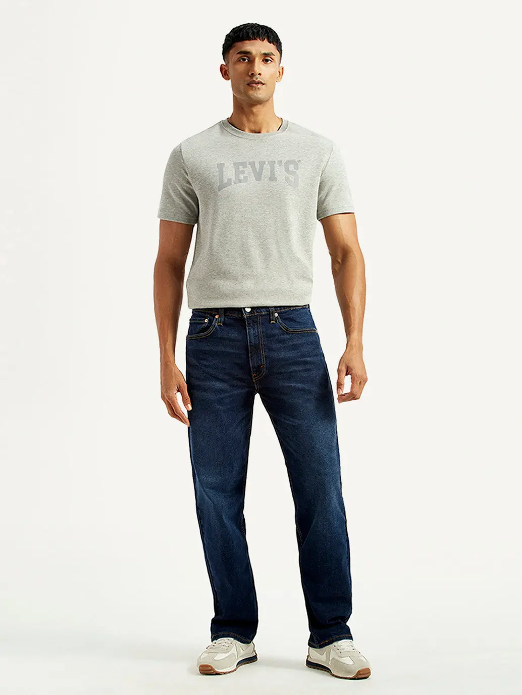 Men's 555 Dark Indigo Relaxed Straight Fit Mid Rise Jeans 7