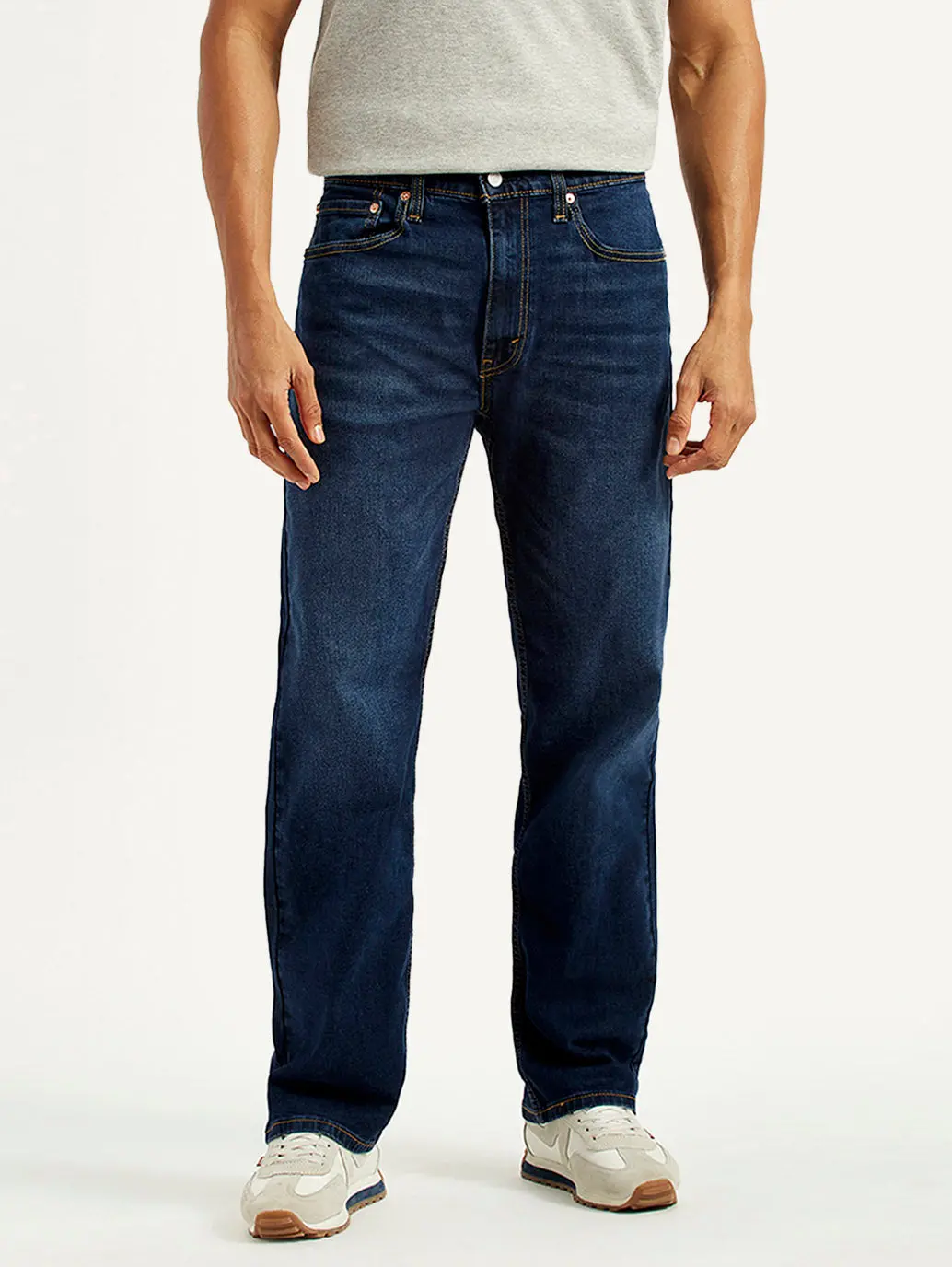 Men's 555 Dark Indigo Relaxed Straight Fit Mid Rise Jeans 2
