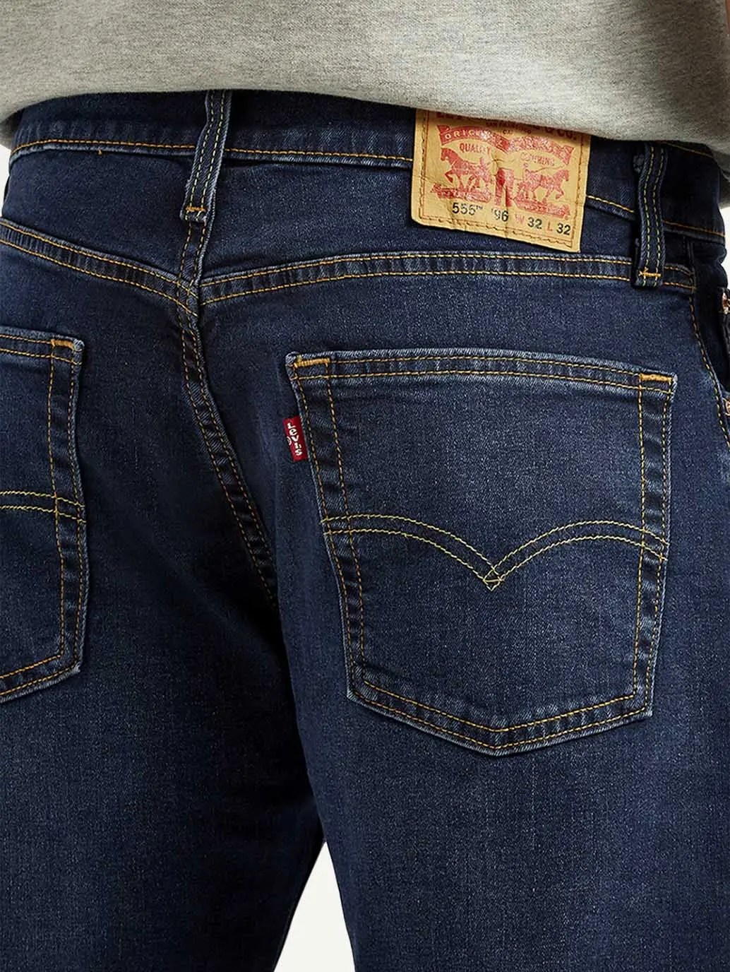 Men's 555 Dark Indigo Relaxed Straight Fit Mid Rise Jeans 5