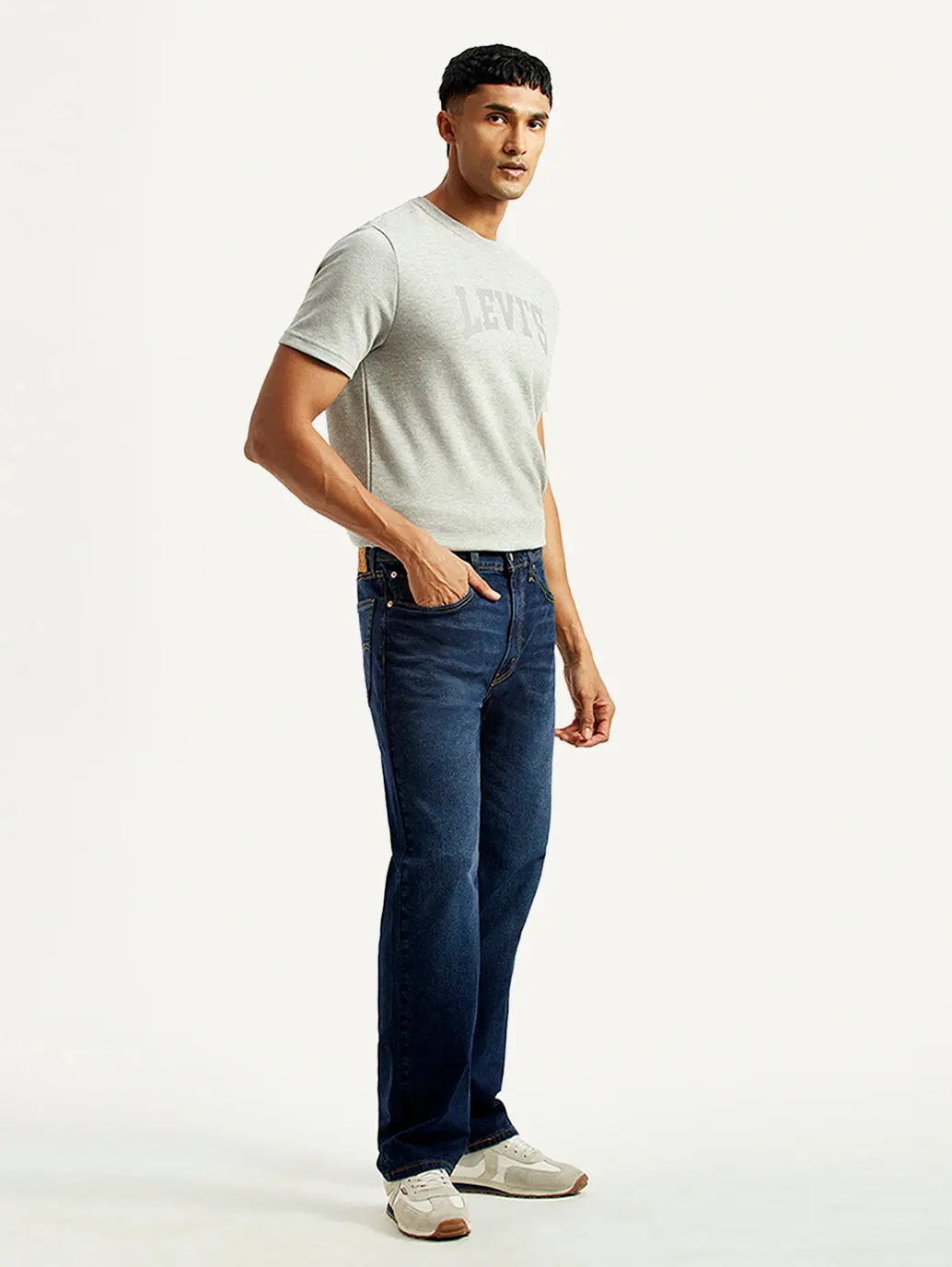 Men's 555 Dark Indigo Relaxed Straight Fit Mid Rise Jeans 6