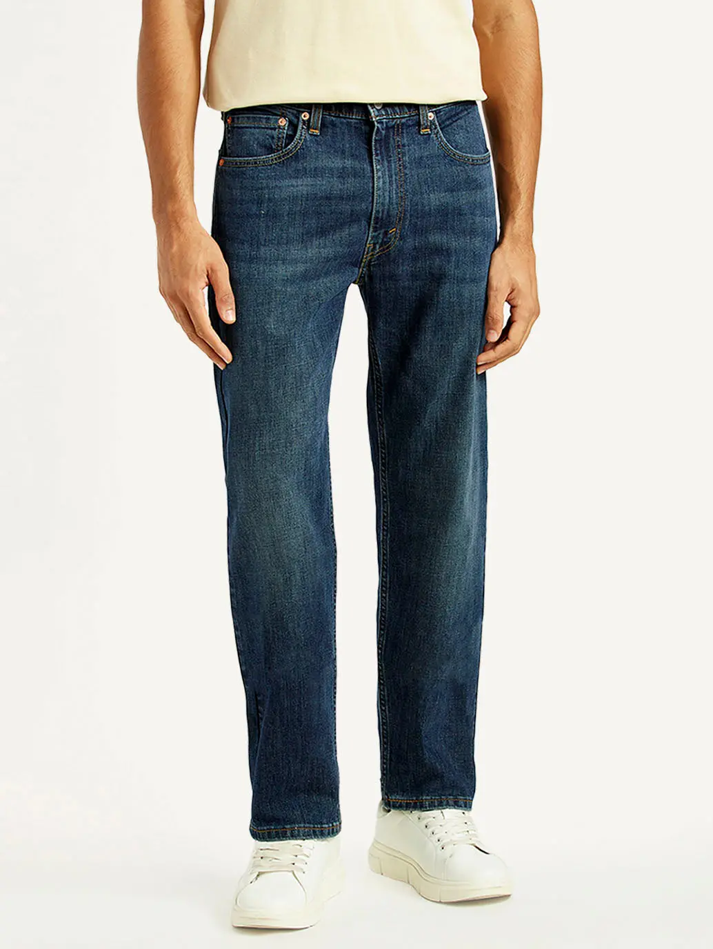 Men's 555 Dark Indigo Relaxed Straight Fit Mid Rise Jeans 3