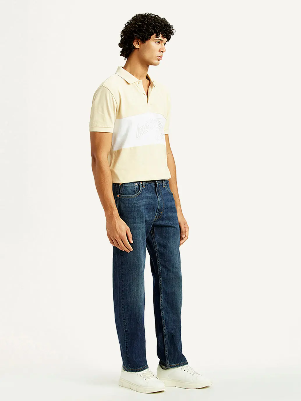 Men's 555 Dark Indigo Relaxed Straight Fit Mid Rise Jeans 7