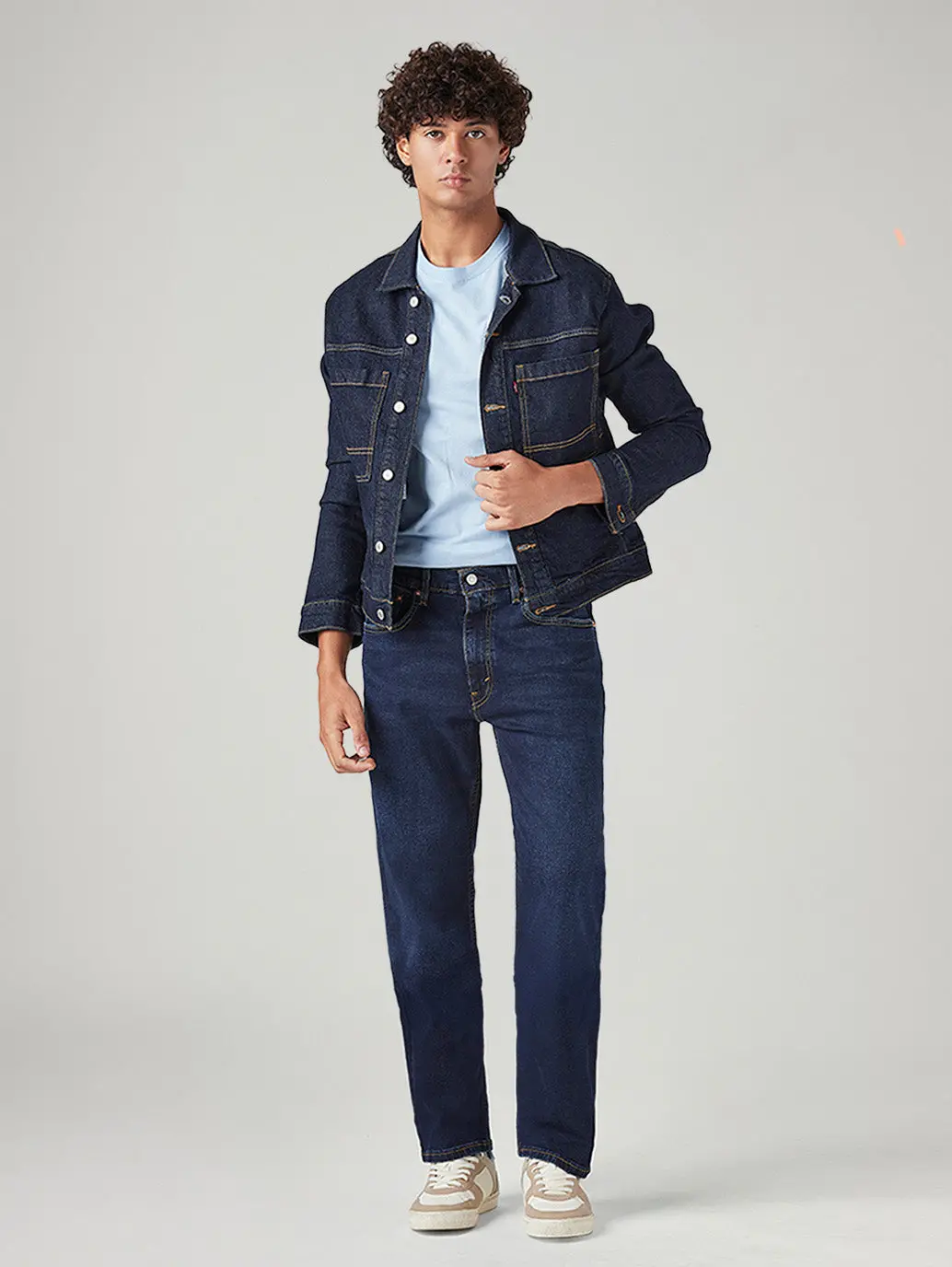 Men's 555 Dark Blue Relaxed Straight Fit Mid Rise Jeans 1