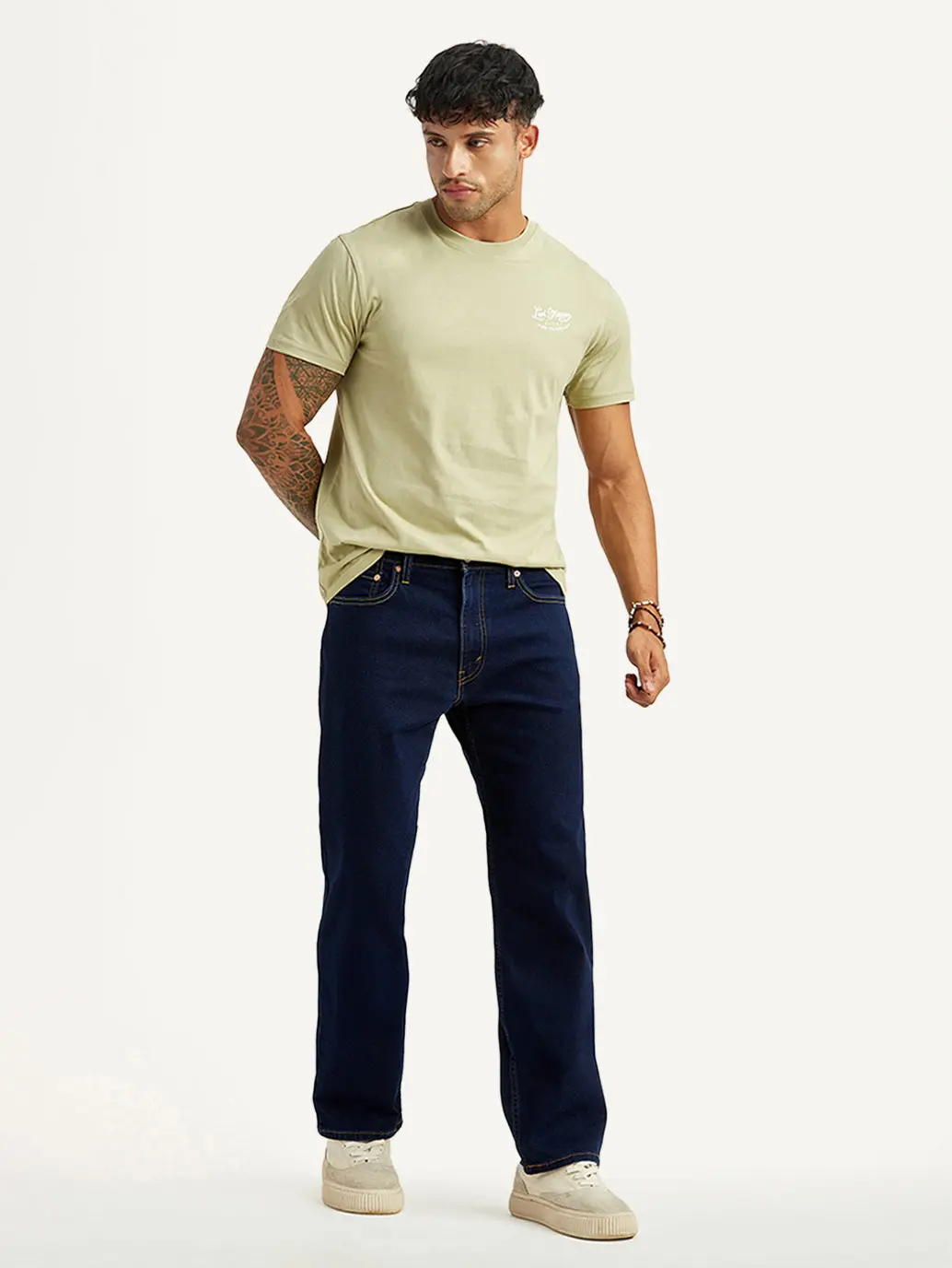 Men's 555 Dark Indigo Relaxed Straight Fit Mid Rise Jeans 1