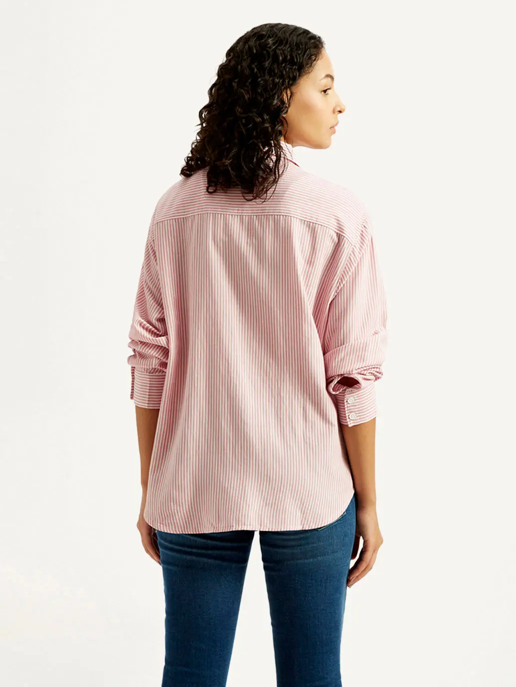 Women's Pink Striped Relaxed Fit Shirt 3