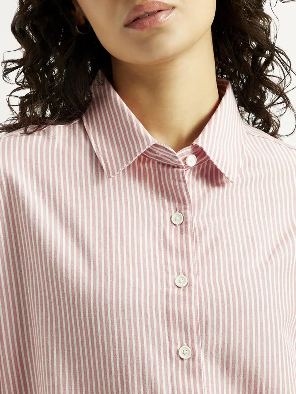Women's Pink Striped Relaxed Fit Shirt 4